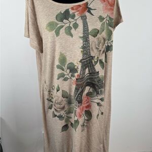 SJS Beige Casual dress featuring Paris Eiffel Tower